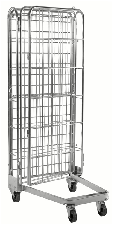 Stackable Roll Container with Door and Shelf – 3 Sided Mesh Roll Cage | 400kg Capacity