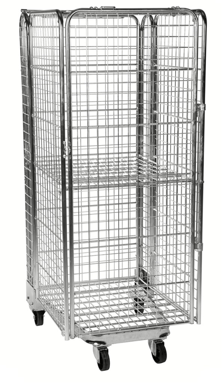 Stackable Security Roll Container with Roof and Shelf – Galvanised Security Cage | 400kg Capacity