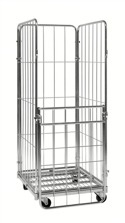 4-Sided Electro-Galvanised Roll Container with Safety Straps – 400kg Capacity