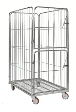 Heavy-Duty 4-Sided Roll Container with Central Brake – 800kg Capacity