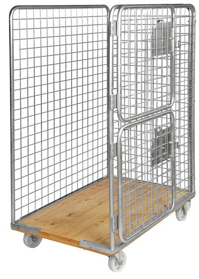 Heavy Duty Roll Container with Wooden Base – Galvanised Mesh Roll Cage | 800kg Capacity