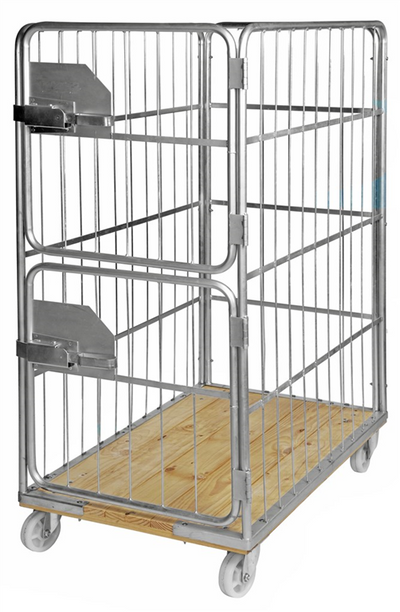 Heavy Duty Roll Container with Wooden Base – 2 Door Galvanised Roll Cage | 800kg Load Capacity