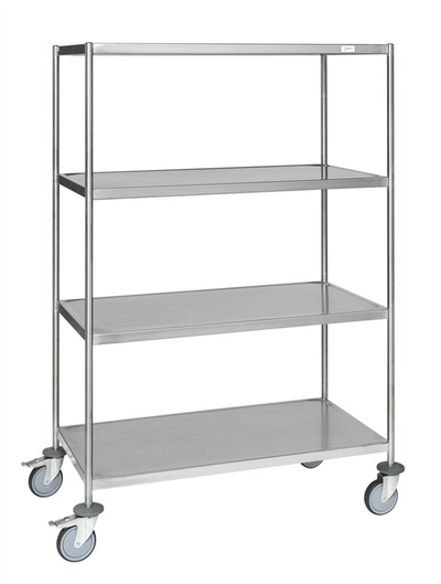 Fully Welded 4-Tier Stainless Steel Trolley (No Handles) – C3 (AISI 304) – 1075 × 575 × 1650 mm