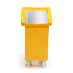 65 Litre MDPE Ingredients Trolley with Stainless Steel Flap Lid Food Approved Mobile Storage Bin