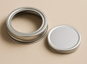 Tapa de Mason plateada de 70MM en 2 partes y componente de sellado