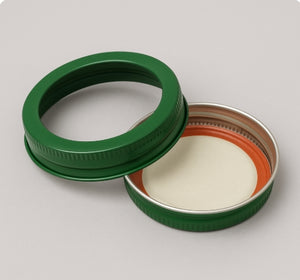 Tapa de mason de 70 mm verde de 2 piezas y componente de sellado