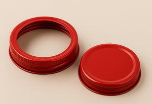 Tapa de mason de 2 piezas roja de 70 mm y componente de sellado