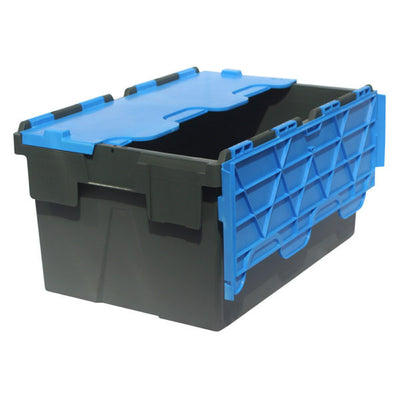 600 x 400 x 306mm Attached Lid Plastic Box (55L) – Heavy Duty PP Storage Container