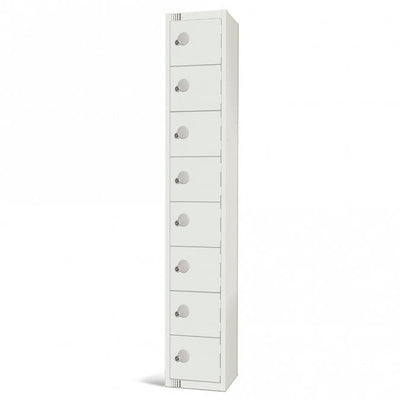 All White Steel Locker with Cam Key Lock, 300mm Depth