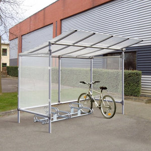 Aluminium Bike Shelter – 5 Cycle Capacity Polycarbonate Bicycle Shelter (2580 x 1977 x 2150mm)