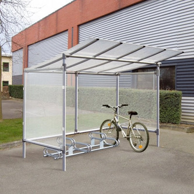 Aluminium Bike Shelter – 5 Cycle Capacity Polycarbonate Bicycle Shelter (2580 x 1977 x 2150mm)