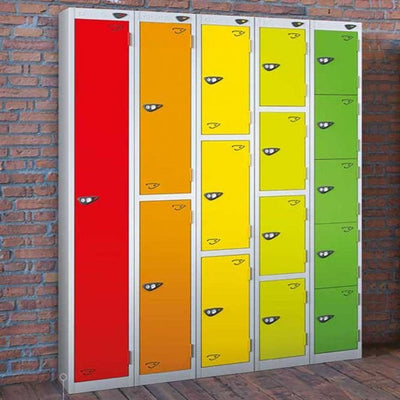 Coloured Door Steel Locker with Cam Key Lock, 300mm Depth