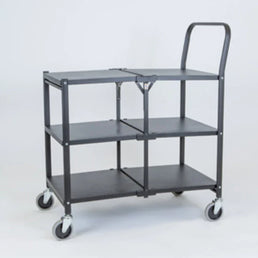 Folding Push Trolley – 860x490x1005mm – 3 Tier, Solid Shelves, Foldable, 135kg Capacity