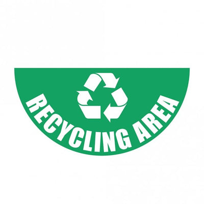 Large Half Circle Floor Marker Graphic Sign: RECYCLING AREA 750 x 375mm