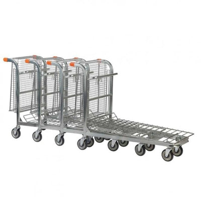 Nestable Stock Trolley with Folding Basket, 500kg Load Capacity