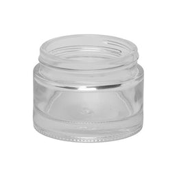 50ml Clear Squat Glass Jar – White Flint Cosmetic Container – Wide Mouth Beauty Jar