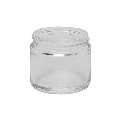 60ml Clear Squat Glass Jar – White Flint Cosmetic Container – Wide Mouth Beauty Jar
