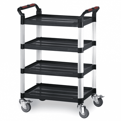 4 Shelf Plastic Tray Trolley with Brake, 150kg Capacity, 460 x 750 x 1260mm