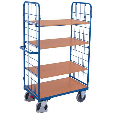 Shelved Trolley – 1385x820x1820mm – 4 Loading Surfaces – 500kg Load Capacity – Blue RAL 5010