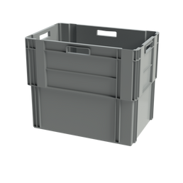 Grey Stack and Nest Box – 600x400x500mm – 95 Litres – Nestable Heavy-Duty Storage Crate