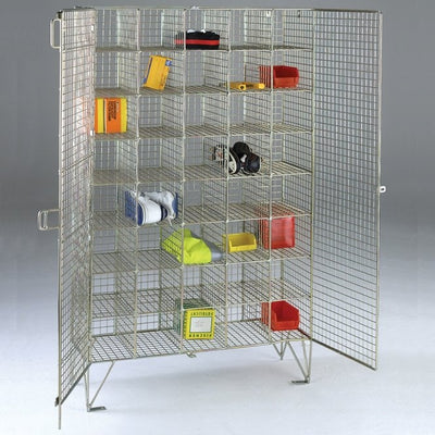 Wire Mesh Multi-Compartment Locker – Free-Standing Storage Unit