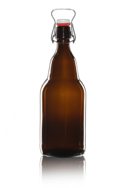 Botella de agua tipo growler de color ámbar de 2 litros con tapón basculante