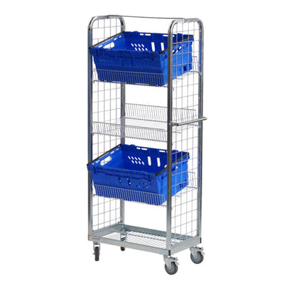 Two sided, multi-use, display and merchandise picking trolley