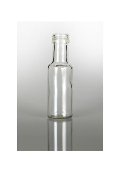 Botella Dorica de vidrio transparente de 100 ml con cuello de 24 mm