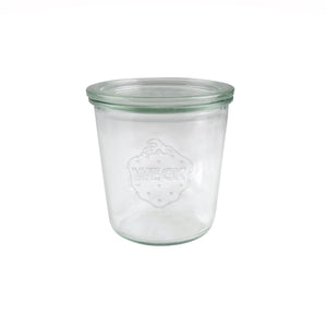 Tarro de vidrio Weck de 580 ml con tapa, clips y anillos