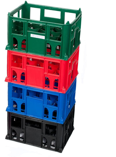 Multiple Stacked Bottle Crates (9.5 Inches) with Variety of Colours