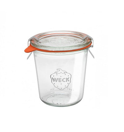 Frasco de vidrio Weck de 290 ml con tapa, aro y clips